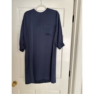 Theory Silk One Pocket Navy Blue Dress
